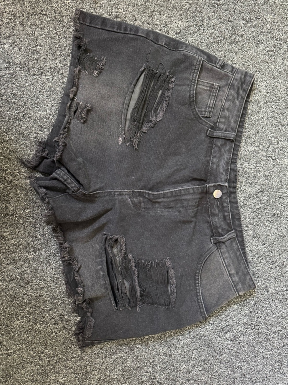 Women's Black Distressed Denim Shorts